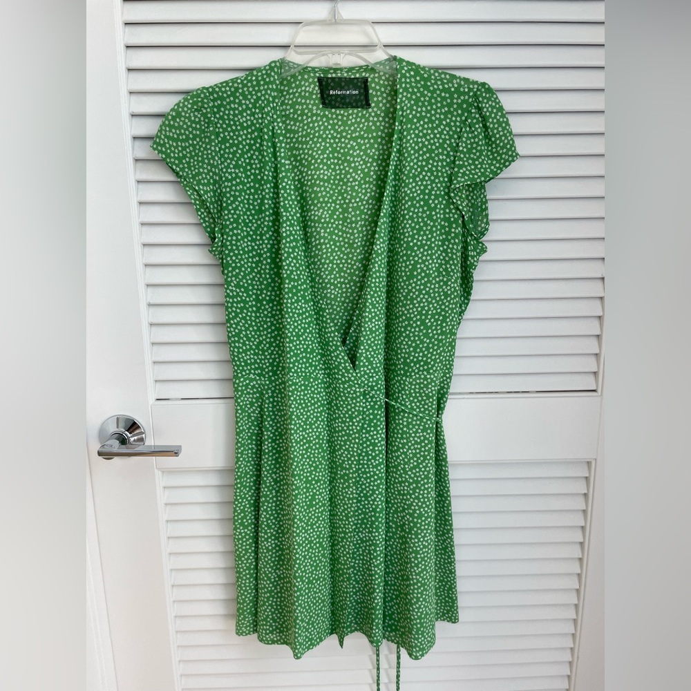 Reformation wrap mini dress